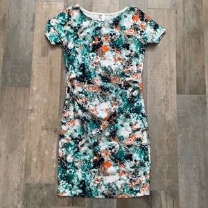 Green orange floral maternity dress - M